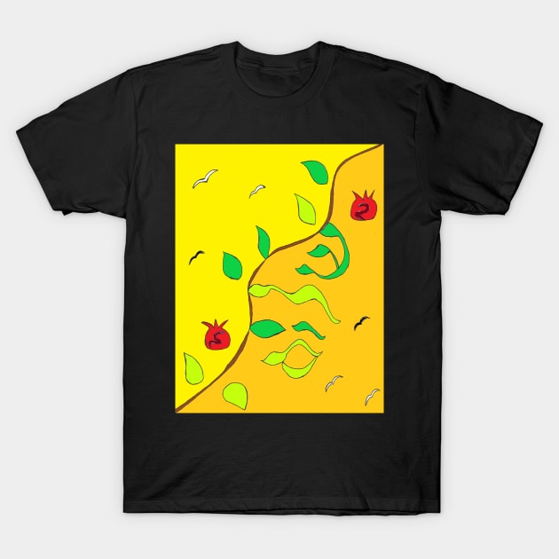 Shalom in the Vine Yellow and Orange T-Shirt by Avvy